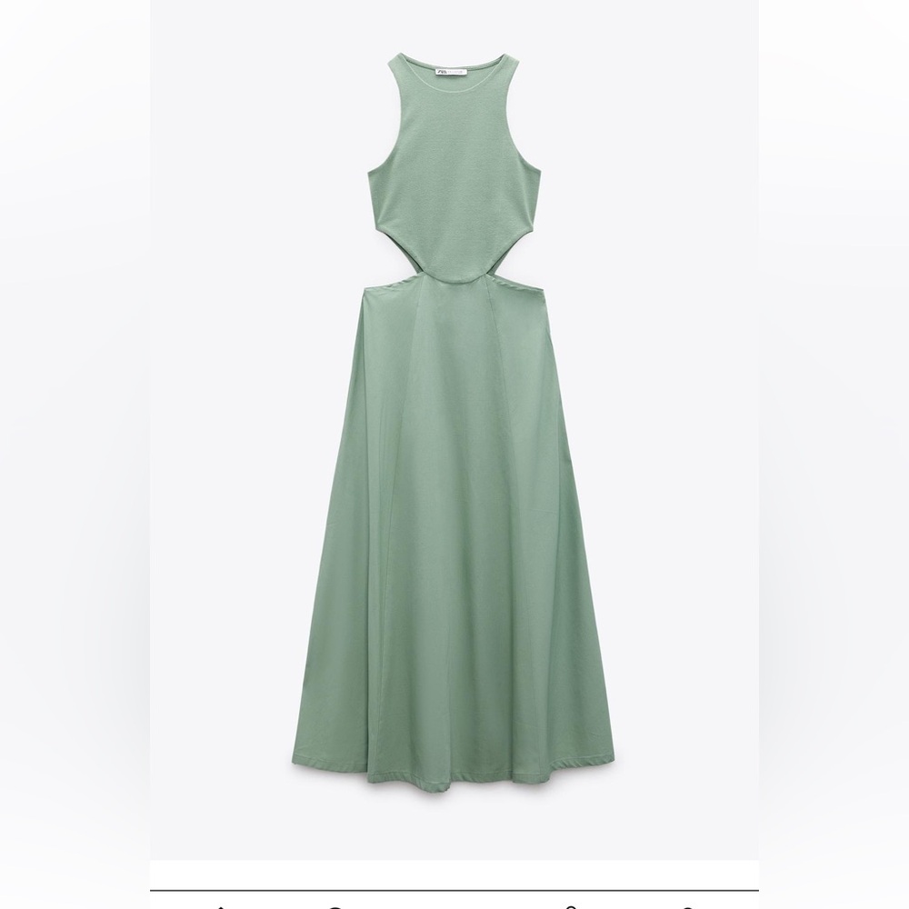 Zara Green Cutout Maxi Dress Size Medium